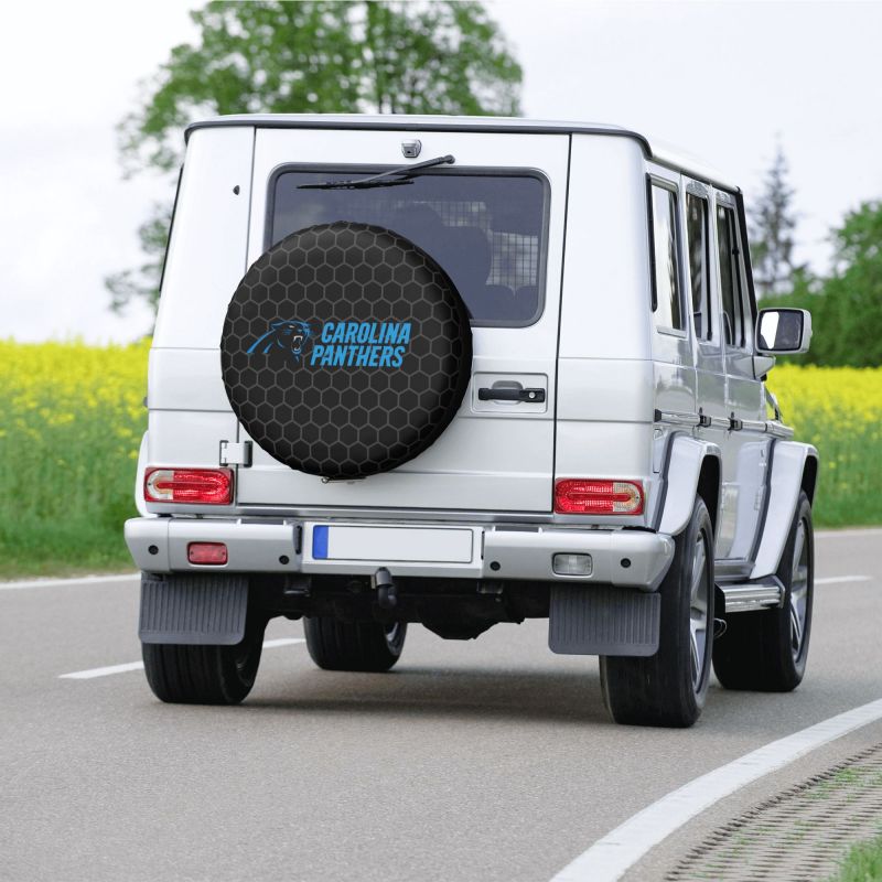 Carolina Panthers Grid printed car tire cover dustproof and waterproof tire cover