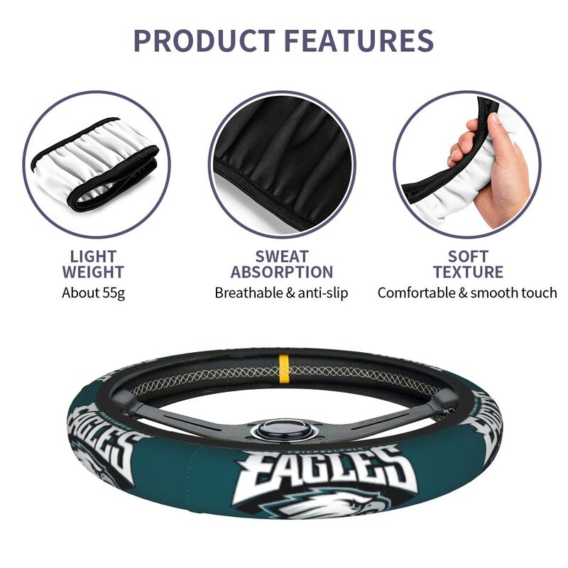 Philadelphia Eagles Printed breathable elastic steering wheel cover anti slip cover