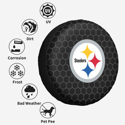 Pittsburgh Steelers Grid printed car tire cover dustproof and waterproof tire cover