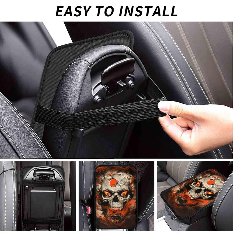 Cleveland Browns Printed car armrest box pad elbow support anti slip pad
