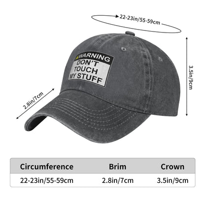 Warning Sign Don't Touch My Stuff Printed unisex baseball cap adjustable cap outdoor sun hats trucker hat