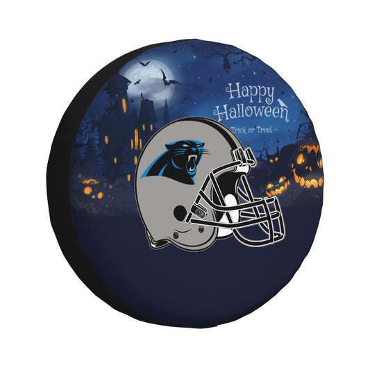 Carolina Panthers printed car tire cover Happy Halloween printed tire dust cover