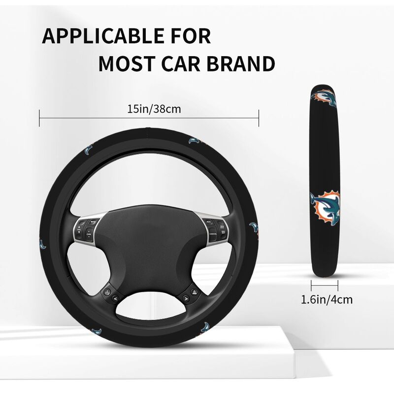 Miami Dolphins Printed breathable elastic steering wheel cover anti slip cover