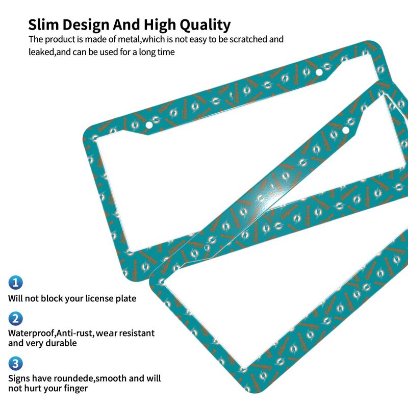 Miami Dolphins Print front rear license plate holder circular hole license plate holder (one pair)