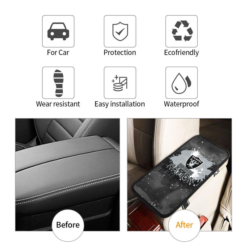 Las Vegas Raiders print car center console armrest pad Car armrest box protective cover