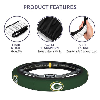 Green Bay Packers Printed breathable elastic steering wheel anti slip cover