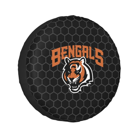 Cincinnati Bengals Grid printed car tire cover dustproof and waterproof tire cover