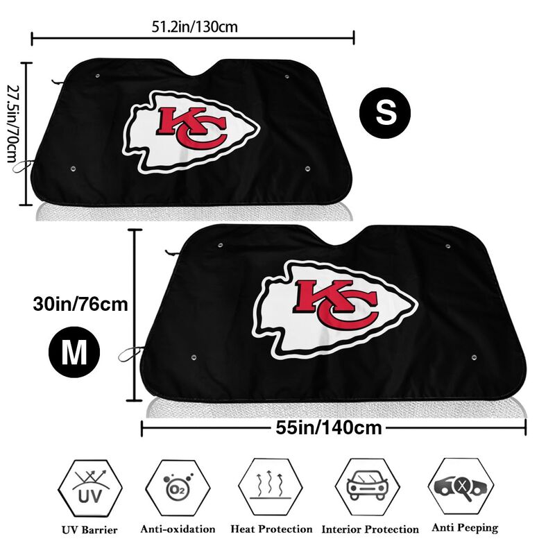 Kansas City Chiefs Print Car windshield sunshades is suitable for front Car windshield sunshades