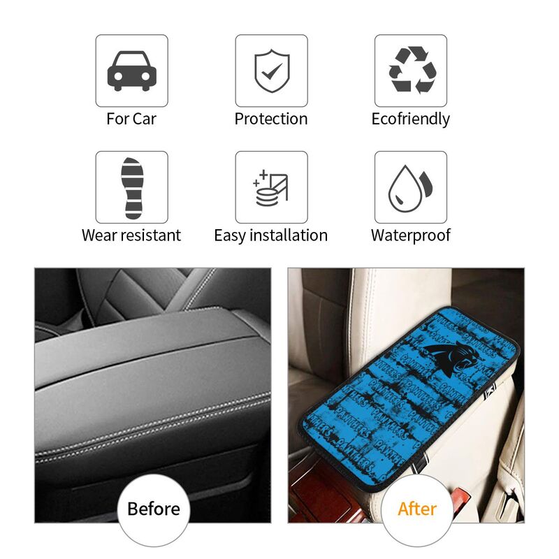 Carolina Panthers print Car armrest box protective cover car center console armrest pad