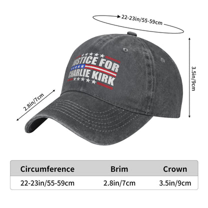 Justice For Charlie Kirk Printed unisex baseball cap outdoor hats adjustable cap trucker gift hat
