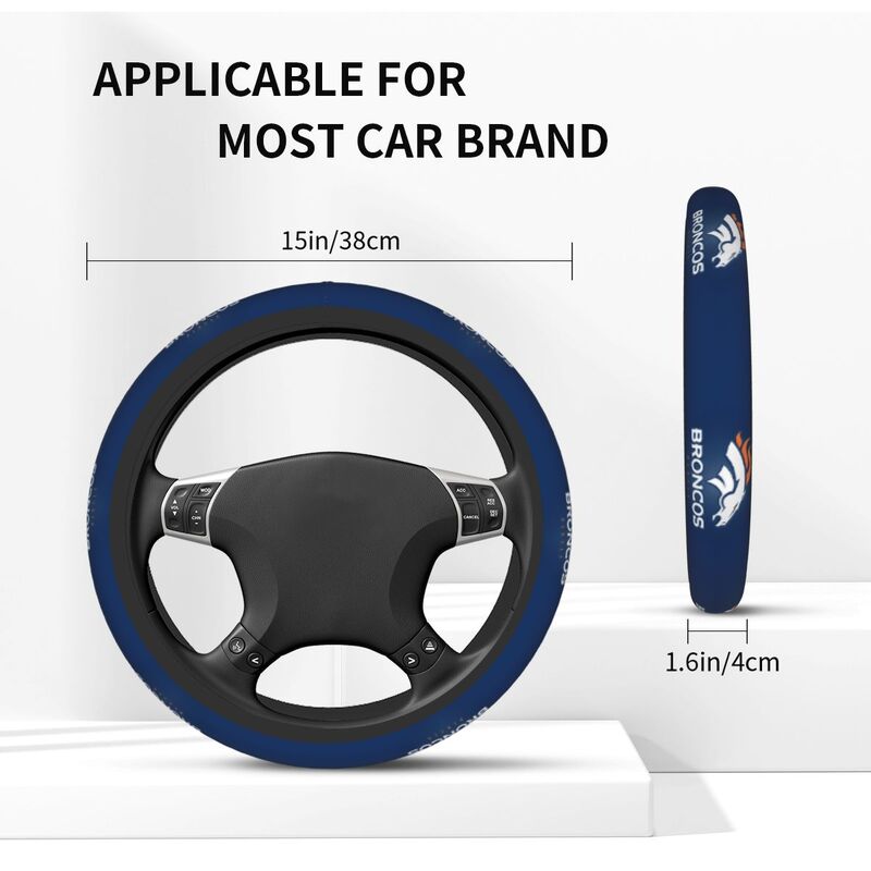 Denver Broncos Printed breathable anti slip cover elastic steering wheel cover