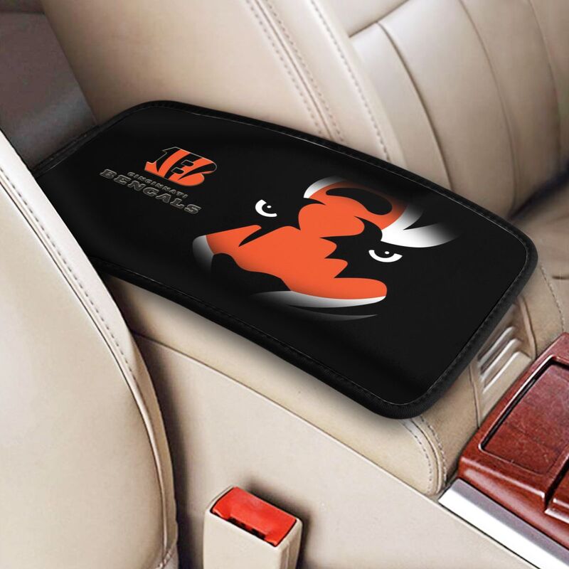 Car armrest box pad Cincinnati Bengals 2 Printed center armrest box pad protective pad