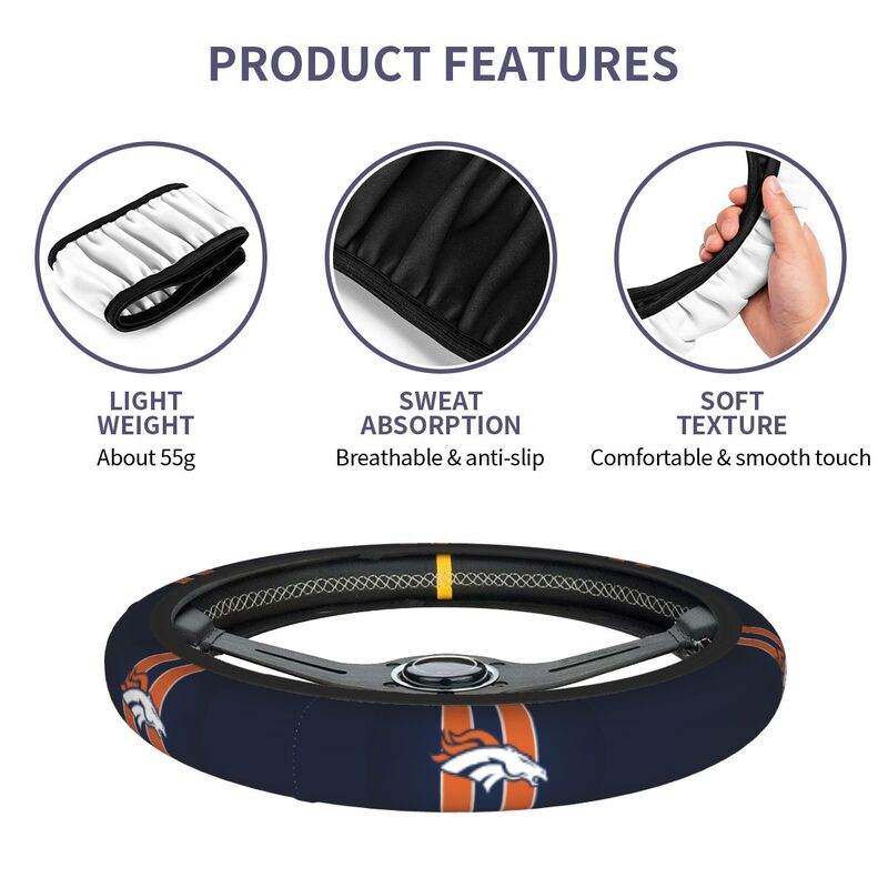 Denver Broncos Printed elastic steering wheel cover car steering wheel protective cover