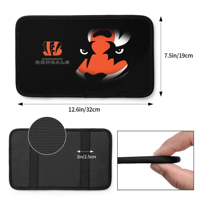 Car armrest box pad Cincinnati Bengals 2 Printed center armrest box pad protective pad