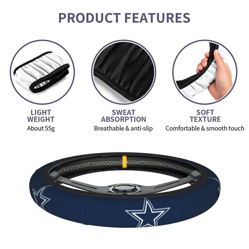 Dallas Cowboys 4 Printed elastic steering wheel cover anti slip breathable