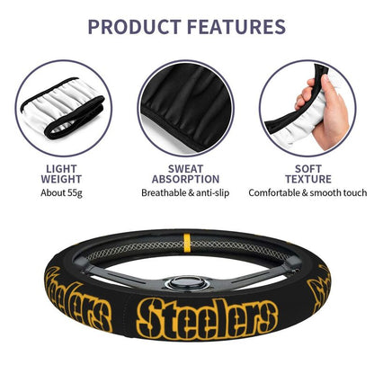 Pittsburgh Steelers 5 Printed breathable elastic steering wheel anti slip cover