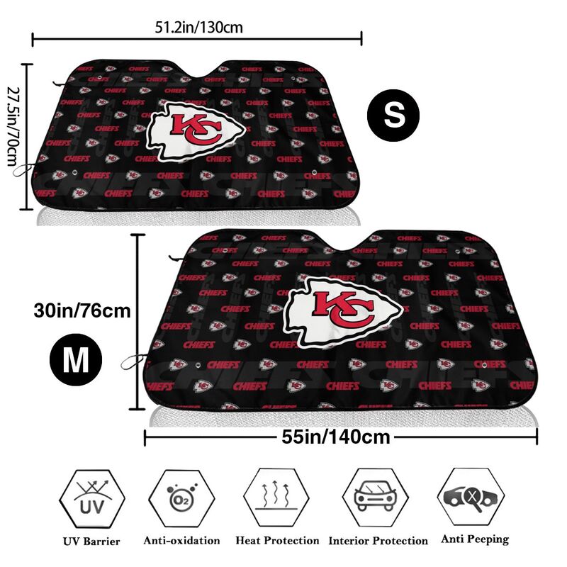 Kansas City Chiefs Printed is suitable for front Car windshield sunshades Car windshield sunshades