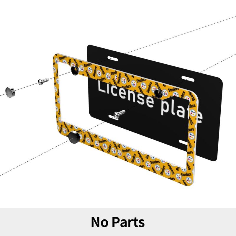 Pittsburgh Steelers Print front rear license plate holder circular hole license plate holder (one pair)