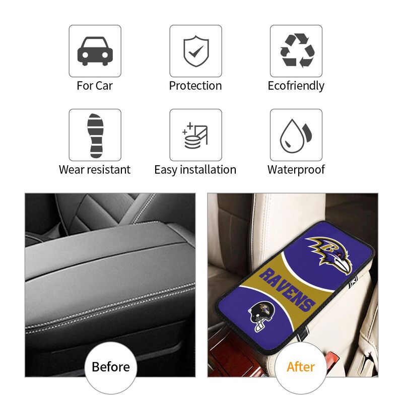Baltimore Ravens Print car armrest box cushion armrest protective cover