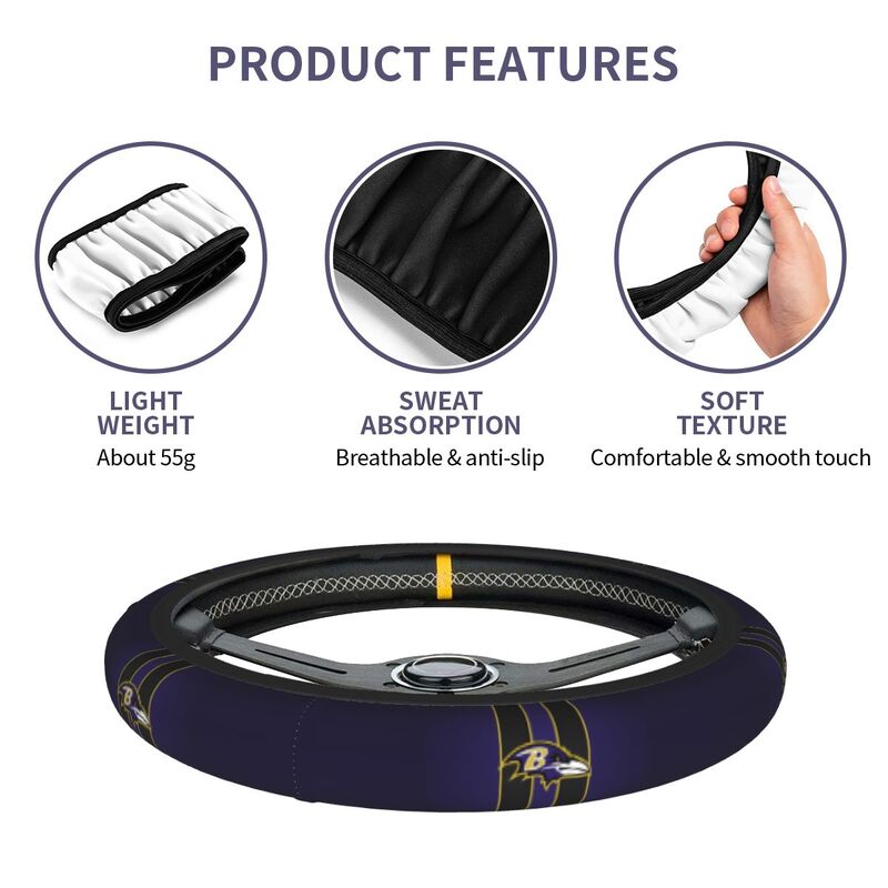 Baltimore Ravens Printed breathable elastic steering wheel cover anti slip cover