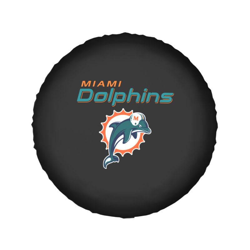 Miami Dolphins 2 Car tire protective cover waterproof and dustproof tire cover