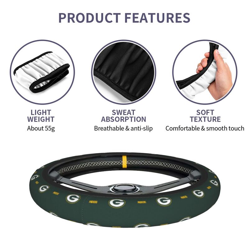 Green Bay Packers Printed car protective cover elastic steering wheel cover