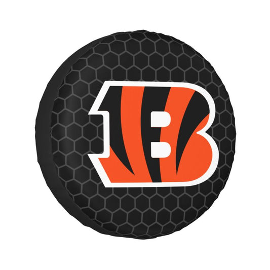 Cincinnati Bengals Grid printed car tire cover dustproof and waterproof tire cover
