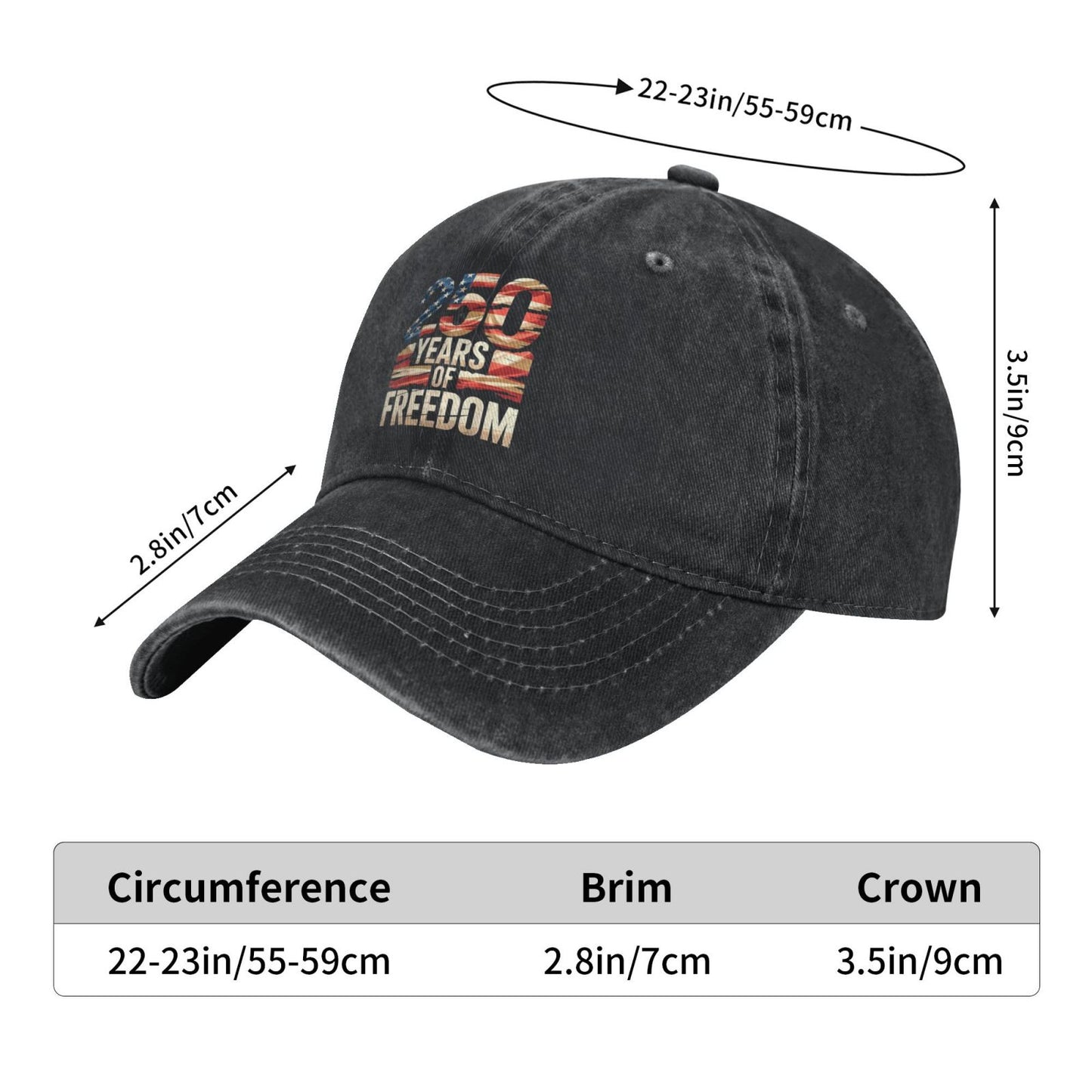 250 Years Of Freedom Printed unisex baseball cap outdoor hats adjustable cap trucker gift hat