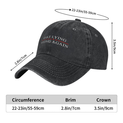 MAKE LYING WRONG AGAIN Printed unisex baseball cap adjustable cap outdoor sunshade trucker hat