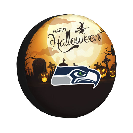 Seattle Seahawks Print Halloween background printed tire dust cover car tire cover