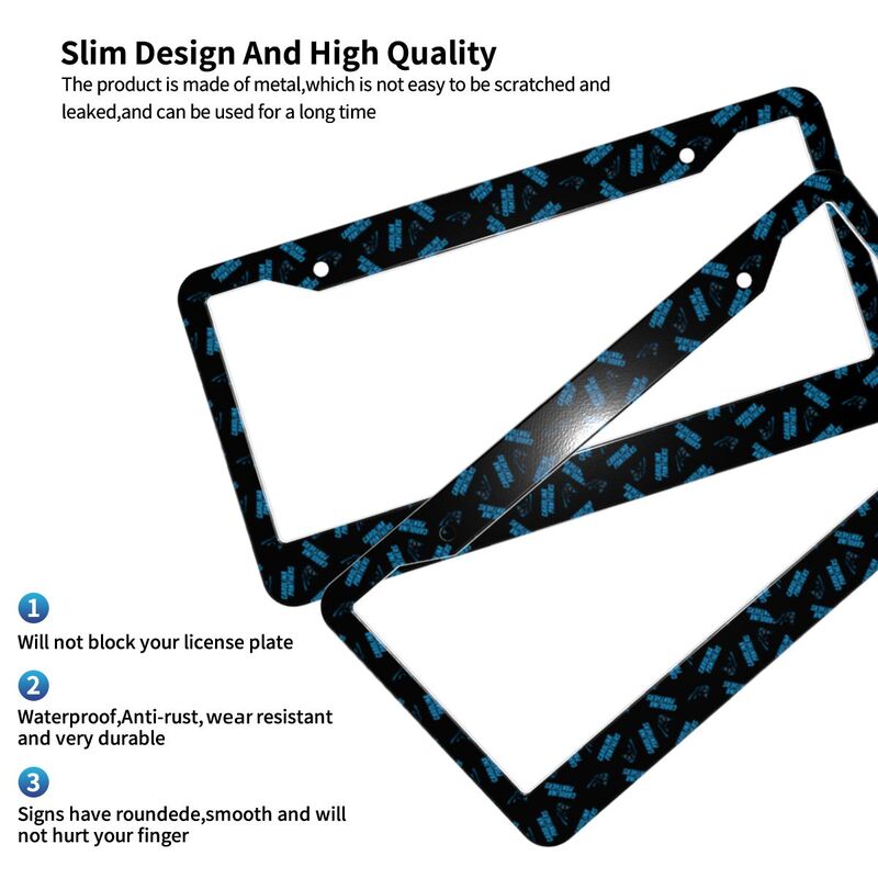 Carolina Panthers Print front rear license plate holder circular hole license plate holder (one pair)