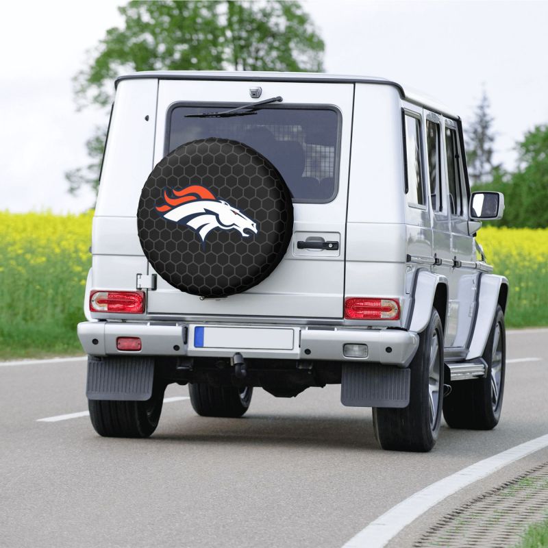Denver Broncos Grid printed car tire cover dustproof and waterproof tire cover