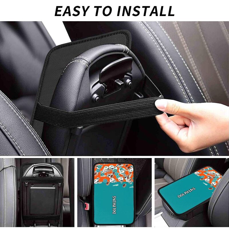 Miami Dolphins print Car center console armrest pad car armrest protective cover