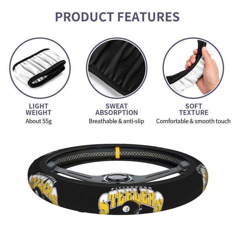 Pittsburgh Steelers 4 Printed elastic steering wheel cover anti slip breathable