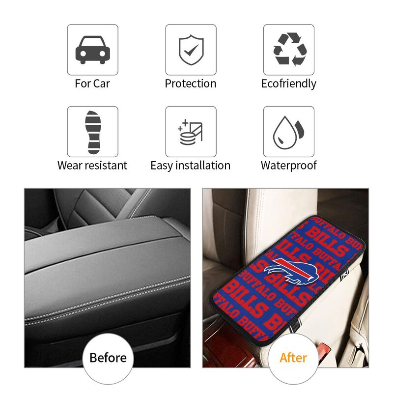 Car armrest box pad Buffalo Bills 1 Printed central armrest box pad protective pad