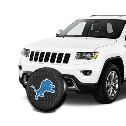 Detroit Lions 2 Grid printed car tire cover dustproof and waterproof tire cover