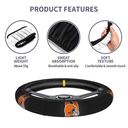 Cleveland Browns 2 Printed car anti-skid cover elastic steering wheel cover