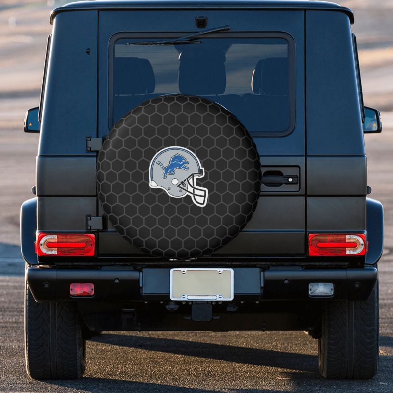 Detroit Lions Grid printed car tire cover dustproof and waterproof tire cover