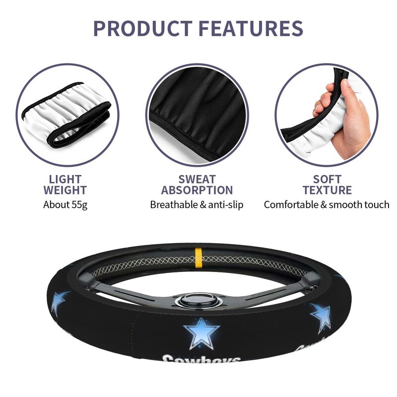 Dallas Cowboys 1 Printed breathable anti slip cover elastic steering wheel cover