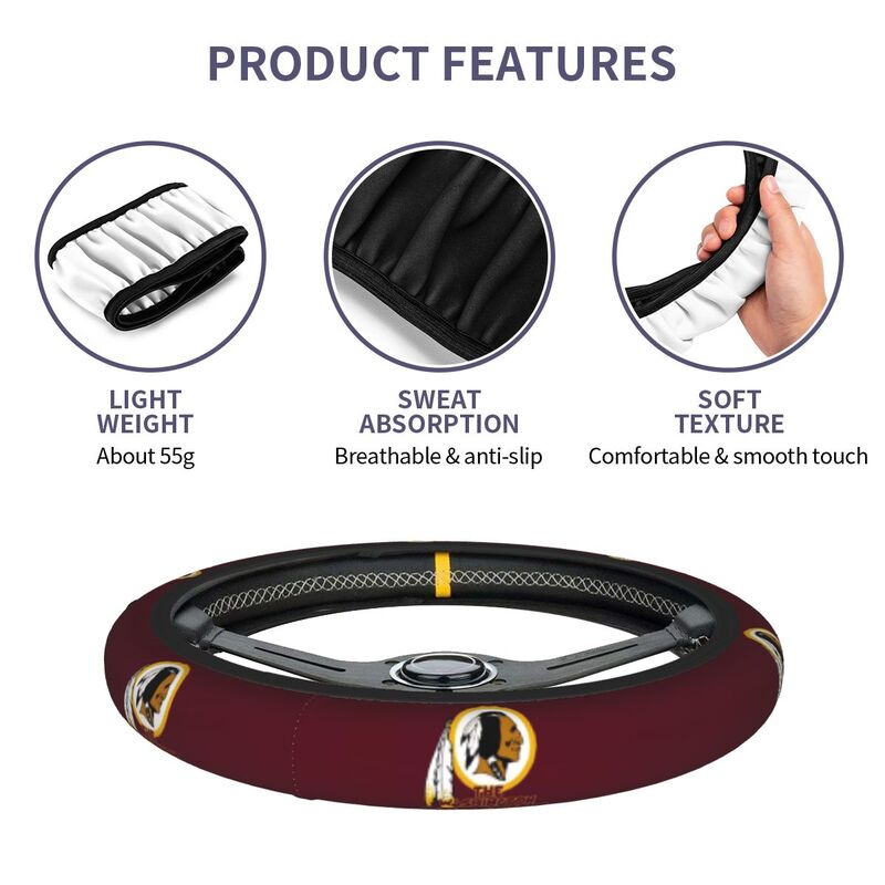 Washington Commanders 2 Printed car protective cover elastic steering wheel cover