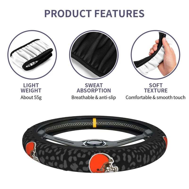 Cleveland Browns Printed elastic steering wheel cover car anti-skid cover