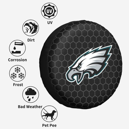 Philadelphia Eagles Grid printed car tire cover dustproof and waterproof tire cover