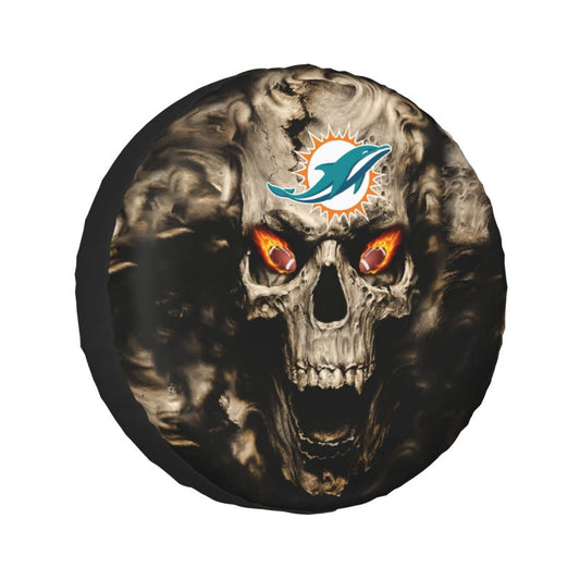 Miami Dolphins print Skull print car tire cover tire dust cover