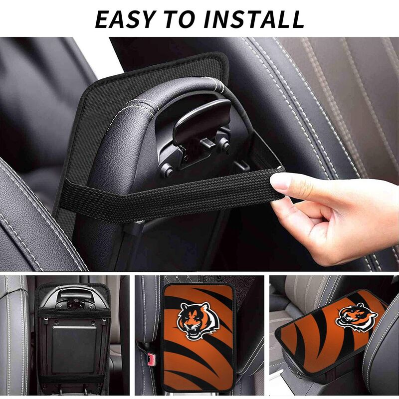 Car armrest box pad Cincinnati Bengals 3 Printed center armrest box pad protective pad