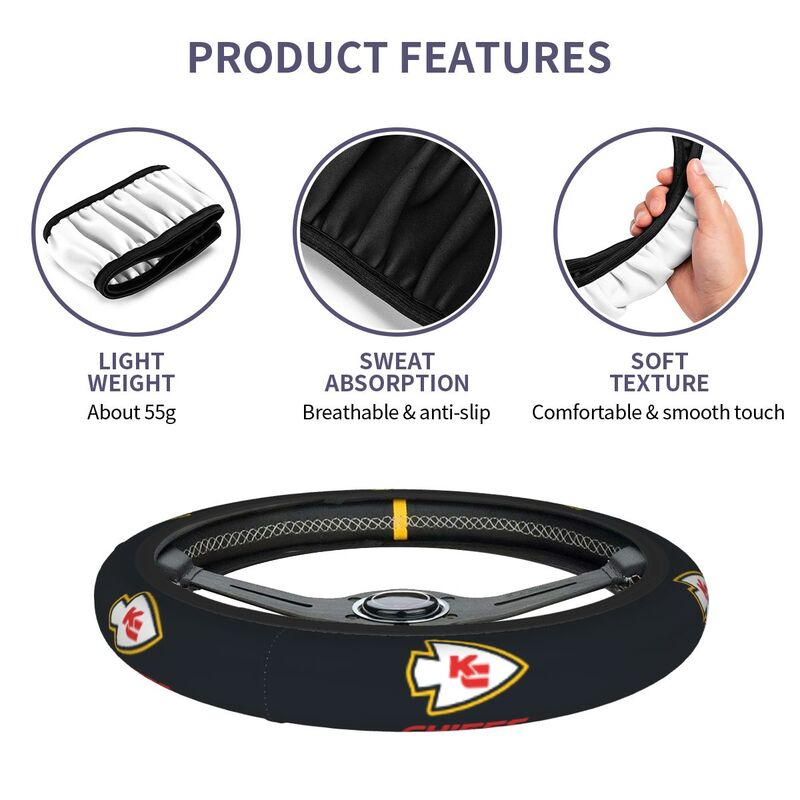 Kansas City Chiefs Printed breathable elastic steering wheel cover