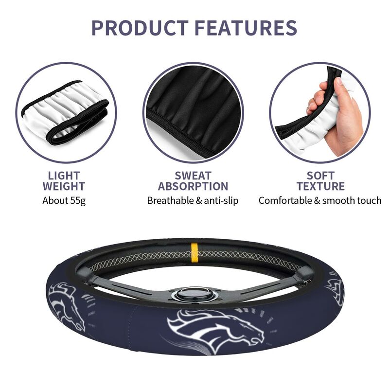Denver Broncos 1 Printed breathable elastic steering wheel protective cover