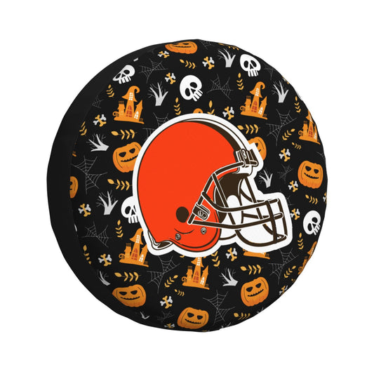 Cleveland Browns Print Pumpkin Castle Small Printed Car Tire Cover Tire Dust Cover