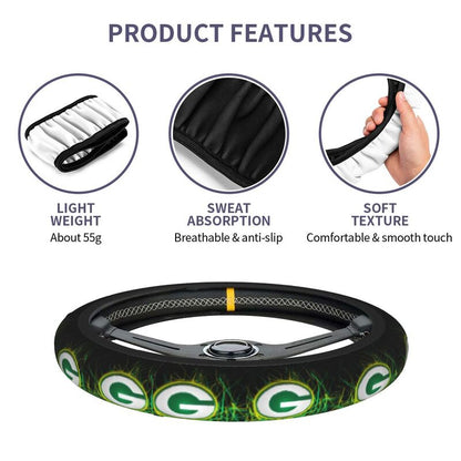 Green Bay Packers 3 Printed car anti-skid cover elastic steering wheel cover