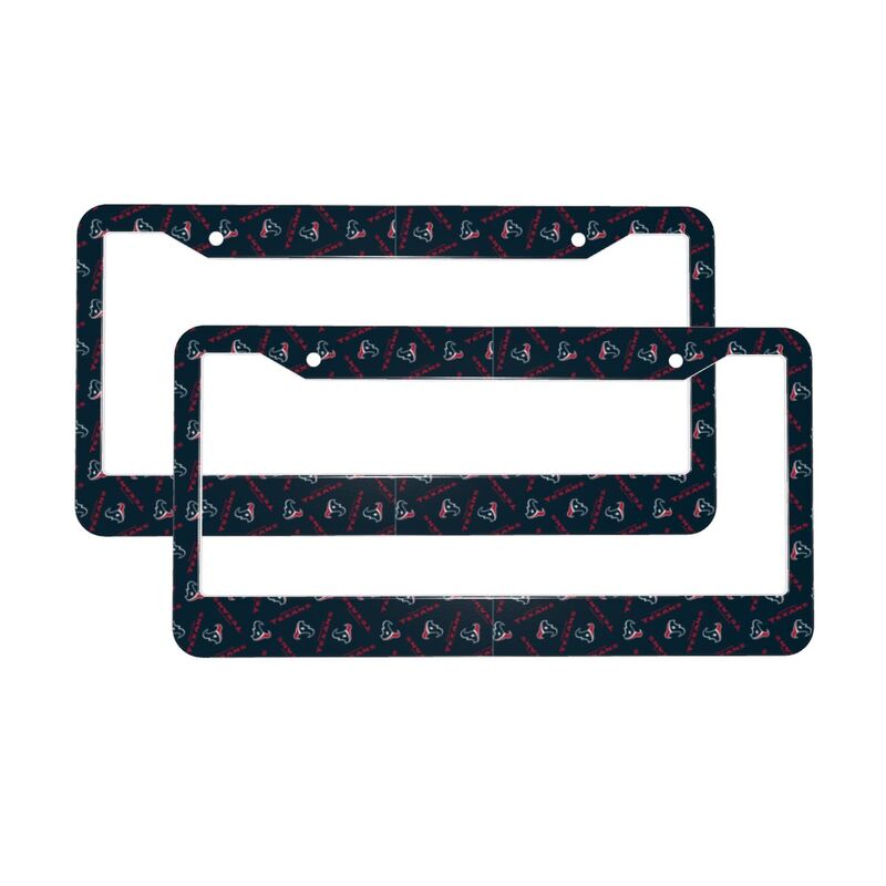 Houston Texans Print front rear license plate holder circular hole license plate holder (one pair)
