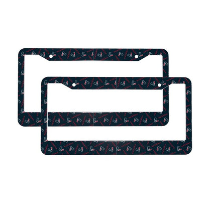 Houston Texans Print front rear license plate holder circular hole license plate holder (one pair)